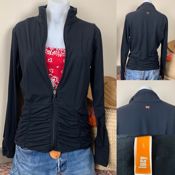 Lucy Jackets & Blazers - Lucy Jacket Zipper Ruched Athletic Black Jacket